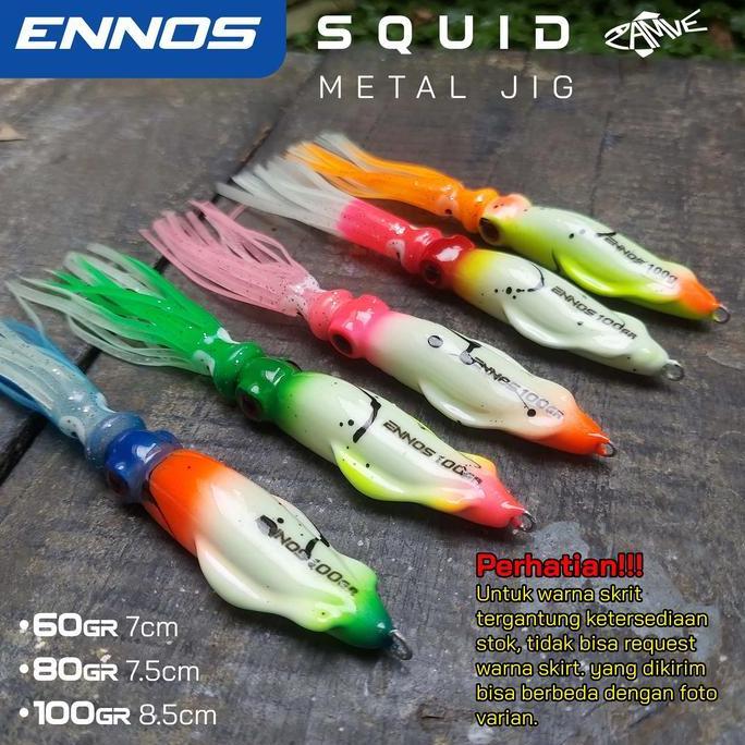 New- Squid Jig Zamve Ennos 40Gr | 60Gr | 80Gr | 100Gr Metal Jig Cumi Full Gid