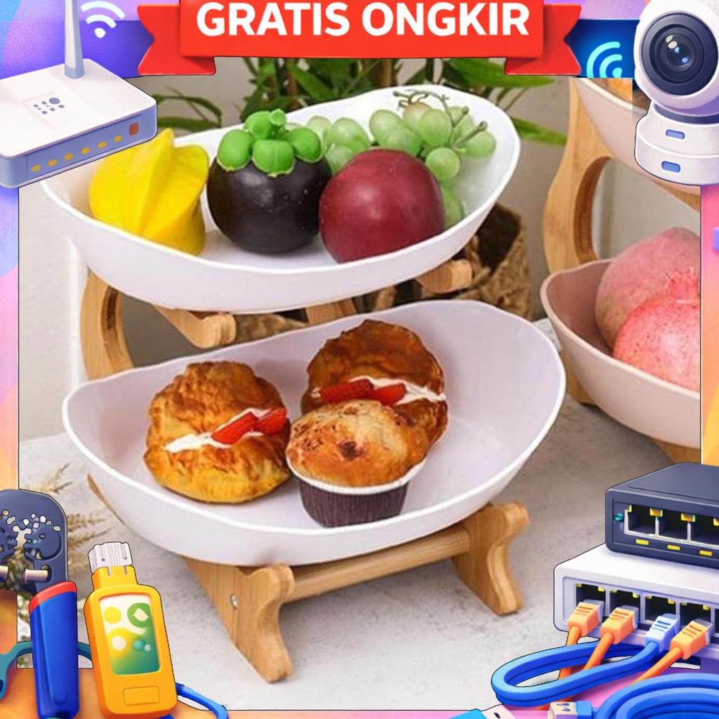 Rak Susun Tier Fruit Bowl Display Stand Snack Plate - 3Wr