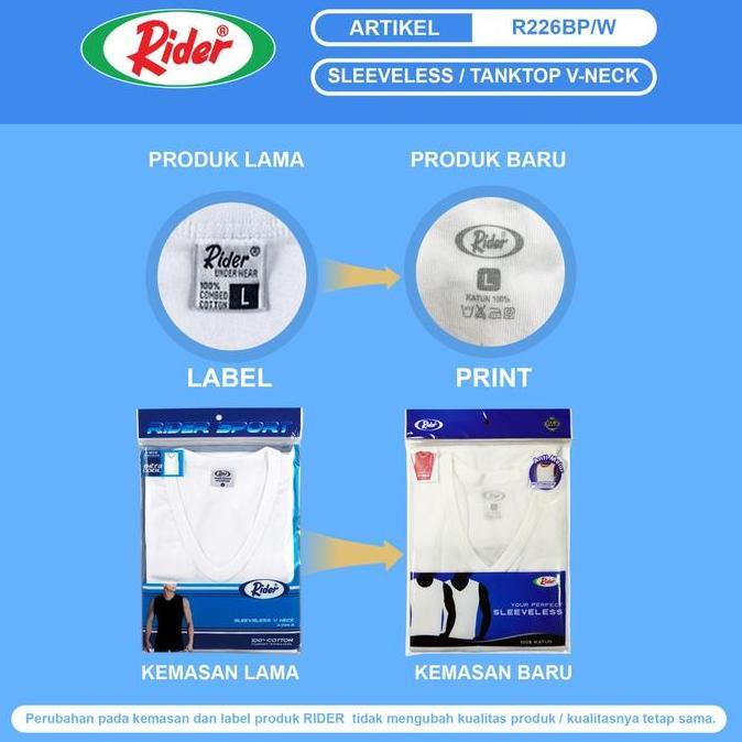 Realboy- Kaos Tank Top Pria Rider Sport V Neck Warna Putih
