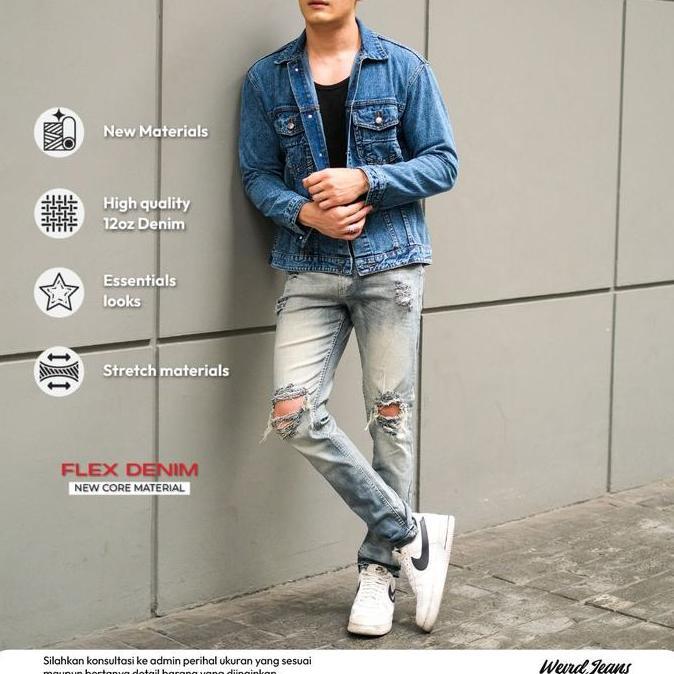 Weird Jeans - Vintage Blue Celana Jeans Pria Skinny Slimfit melar murah