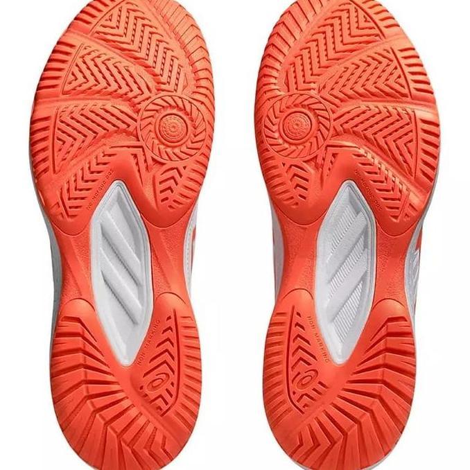 Sepatu Wanita Asics Upcourt 6 Badminton/Volleyball/Tennis/Padel Shoes White Vivid Coral 1072A107.102