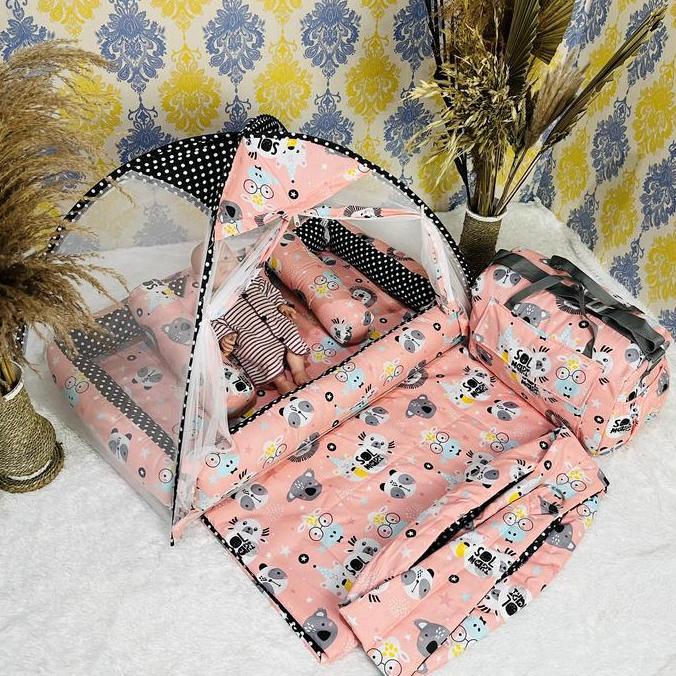 Kasur Bayi kelambu Free Bedcover+ Tas & Gendongan | kasur bayi 1 set lengkap | Kasur bayi empuk | Ge