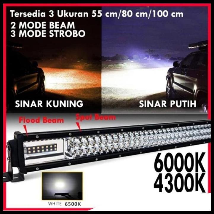GRATIS ONGKIR LED LIGHT  BAR LAMPU  OFF ROAD LAMPU KABUT LED 55CM 81CM 104CM 2 WARNA PUTIH-KUNING NY