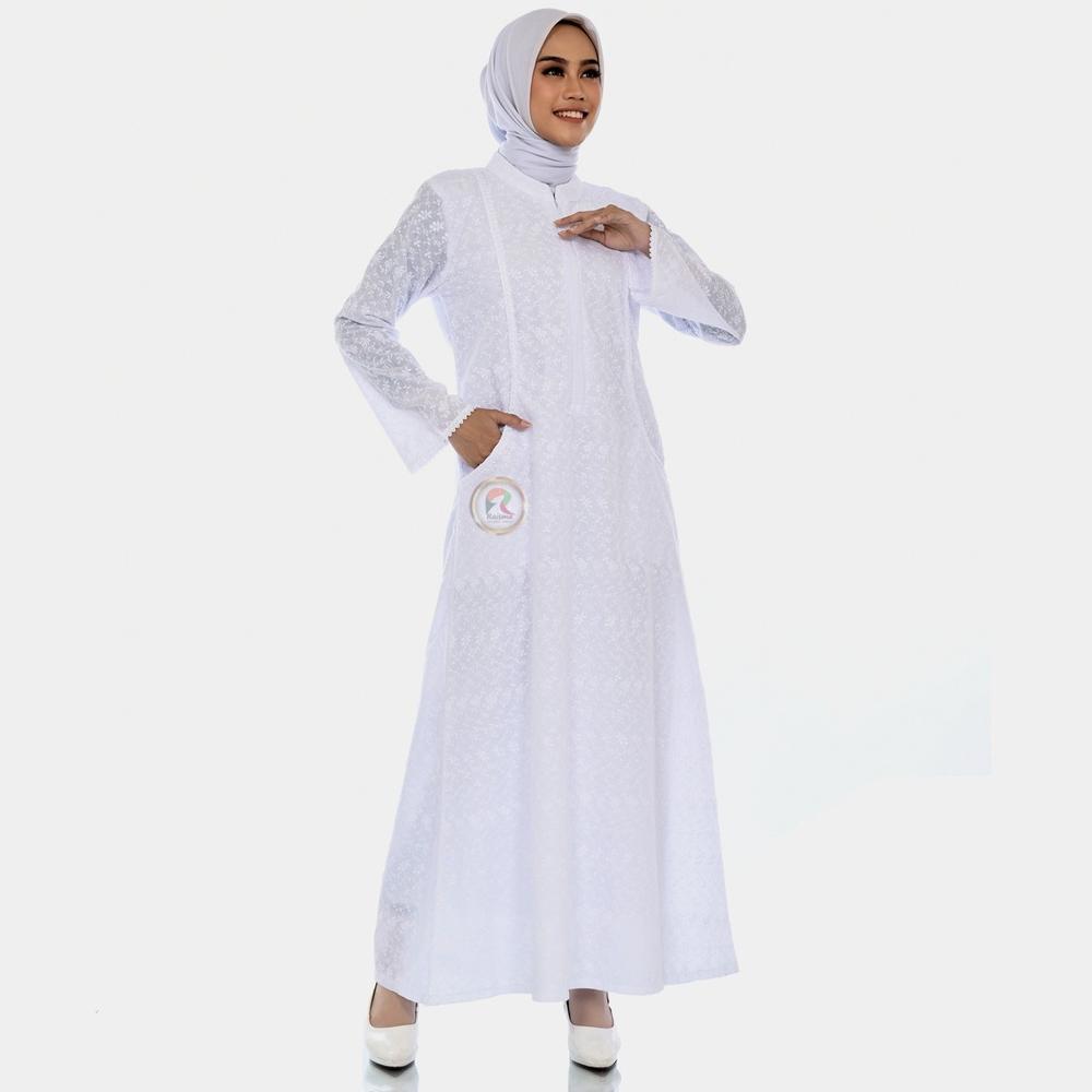 Raisma - Gamis Putih / Gamis Putih Umroh / Gamis Putih Wanita / Gamis Putih Jumbo / Gamis Umroh Prom