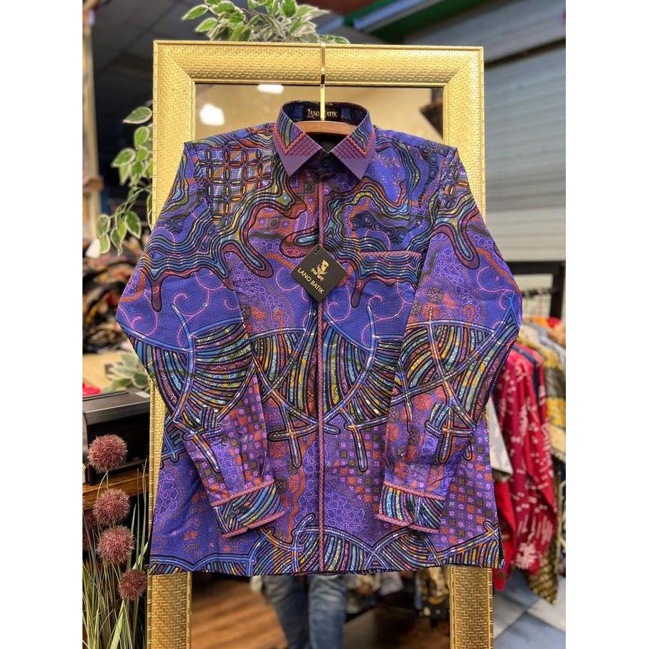 Promo Lano Batik Semi Jas - Kemeja Batik Smock Semi Jas - Kawung Kipas - Baju Batik Pria - Kemeja Ba