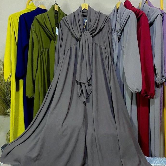 Promo Rh Gamis Luna Syar'I Set Hijab Oval / Gamis Wanita Bahan Crinkle Muslim Panjang