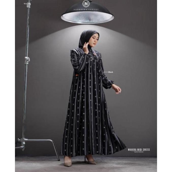 Promo [Bisa Cod] Mahira Series Nadheera Luxury Dress Midi Tunik Terbaru Gamis Motif Rayon Premium Sa