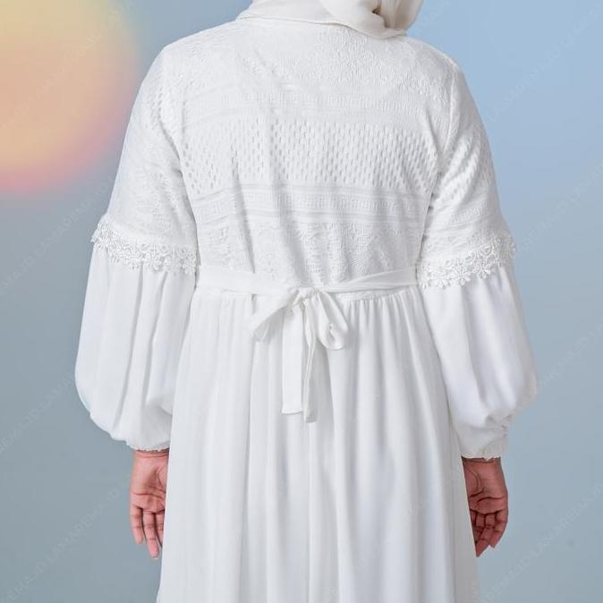Sale Baju Gamis Putih Wanita Simple Elegan Dan Mewah | Gamis Putih Brukat Pesta Kondangan Modern Ter