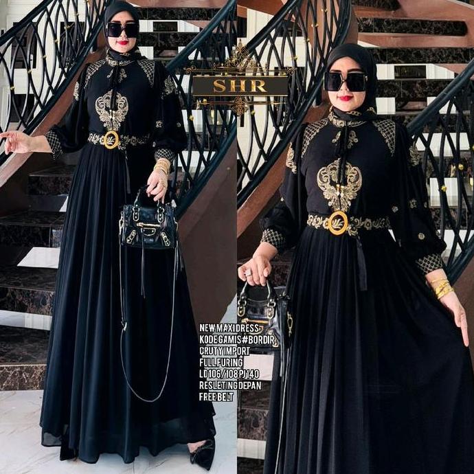 Murah NewKode Gamis Ceruty Full Furring Ukir Cannddi Free Belt 100%Ori Shr