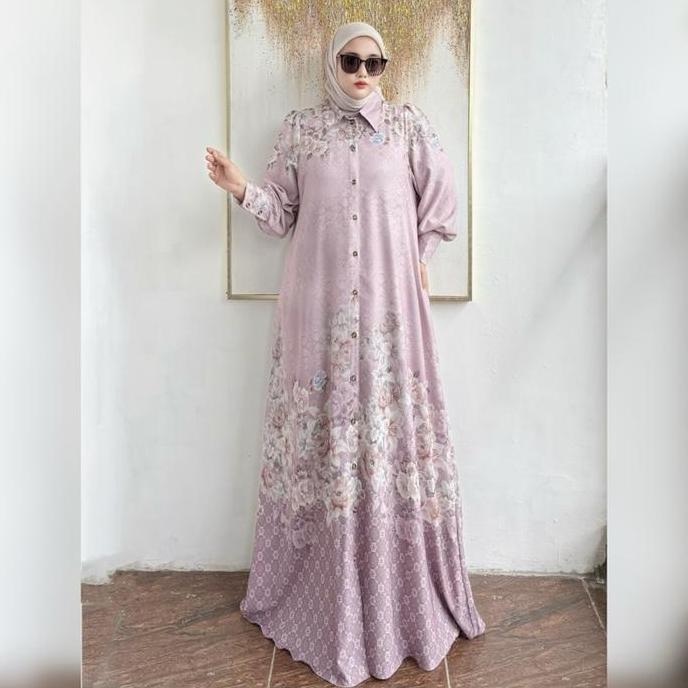 Grosir Dress Only Serena Dress Bahan Katun Sutra Lionel Richi By Fajar Collection Gamis Muslim  Wani