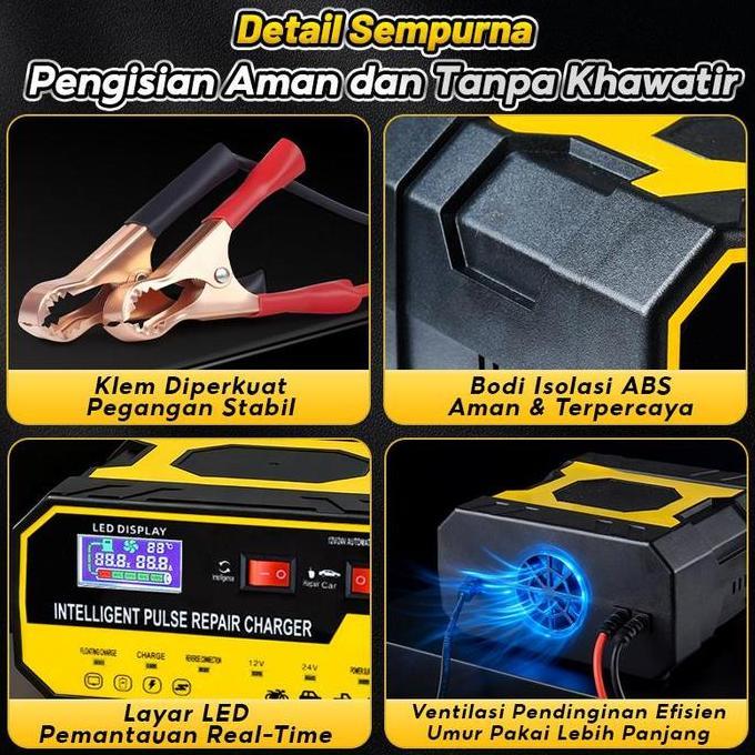24 Jam KirimSOARFLY Charger Aki Otomatis Smart Intelligent Auto Repairmobil Pengisi Daya 1000Ah 12V/