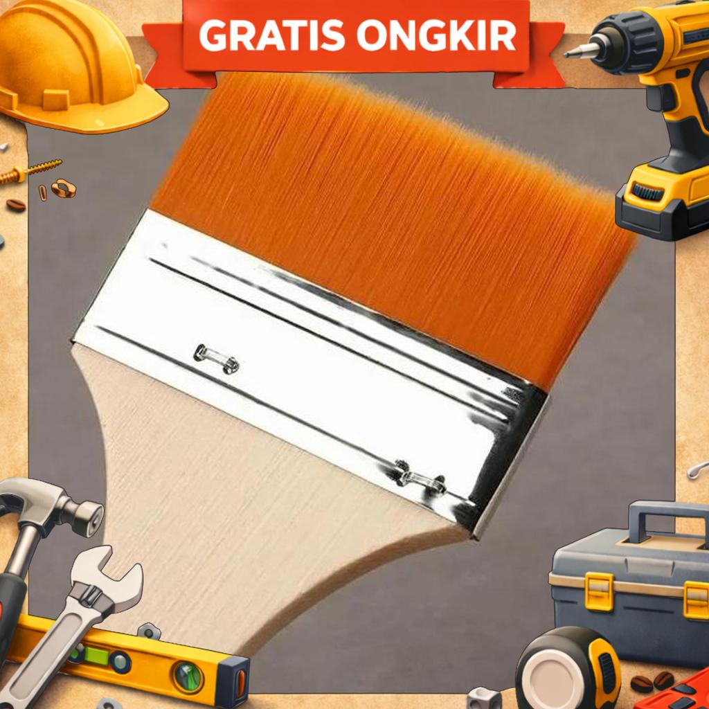 12Pcs/Set Kuas Lukis Besar Gagang Kayu Kuas Cat Lukis Besar Flat Art Brush Painting Brush Kuas Bulu 