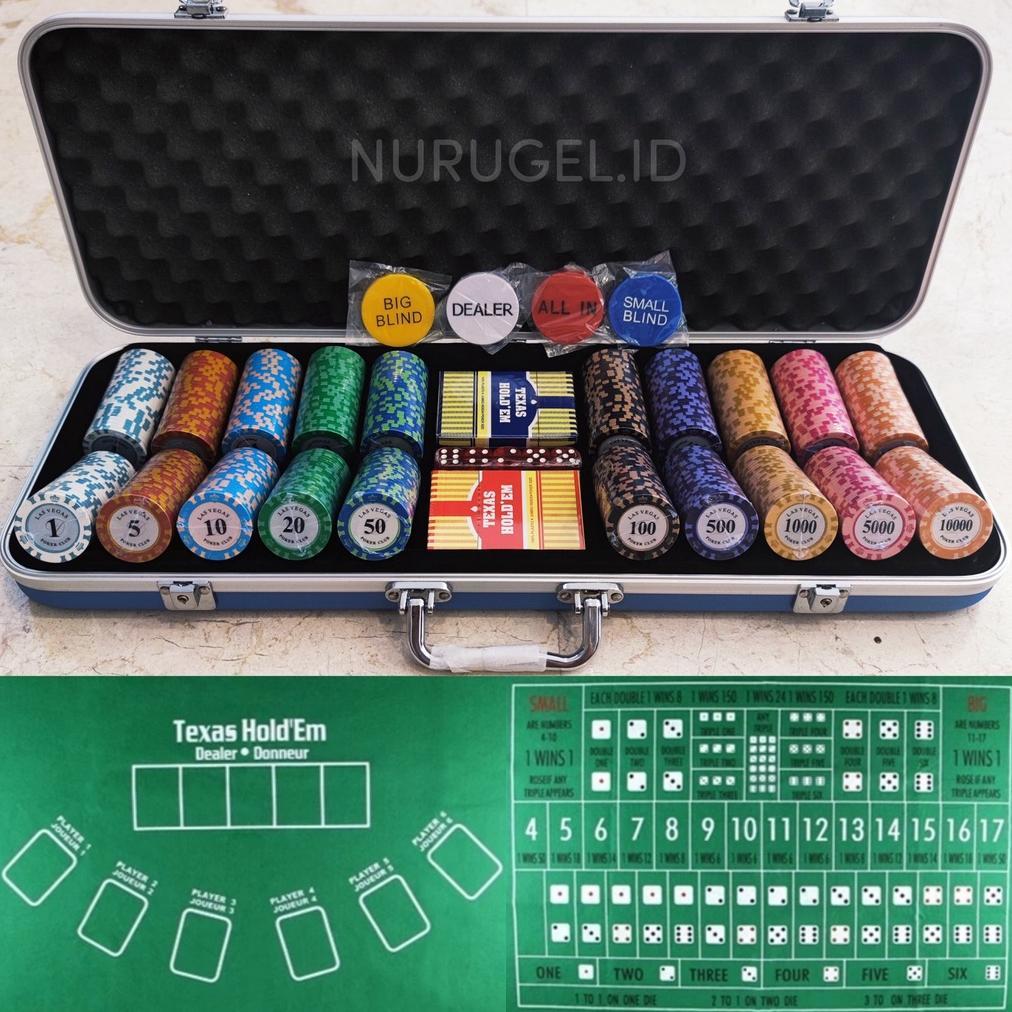 Poker Chip Set 500 pcs Premium Clay Coin + Suitcase + Standard Playmat