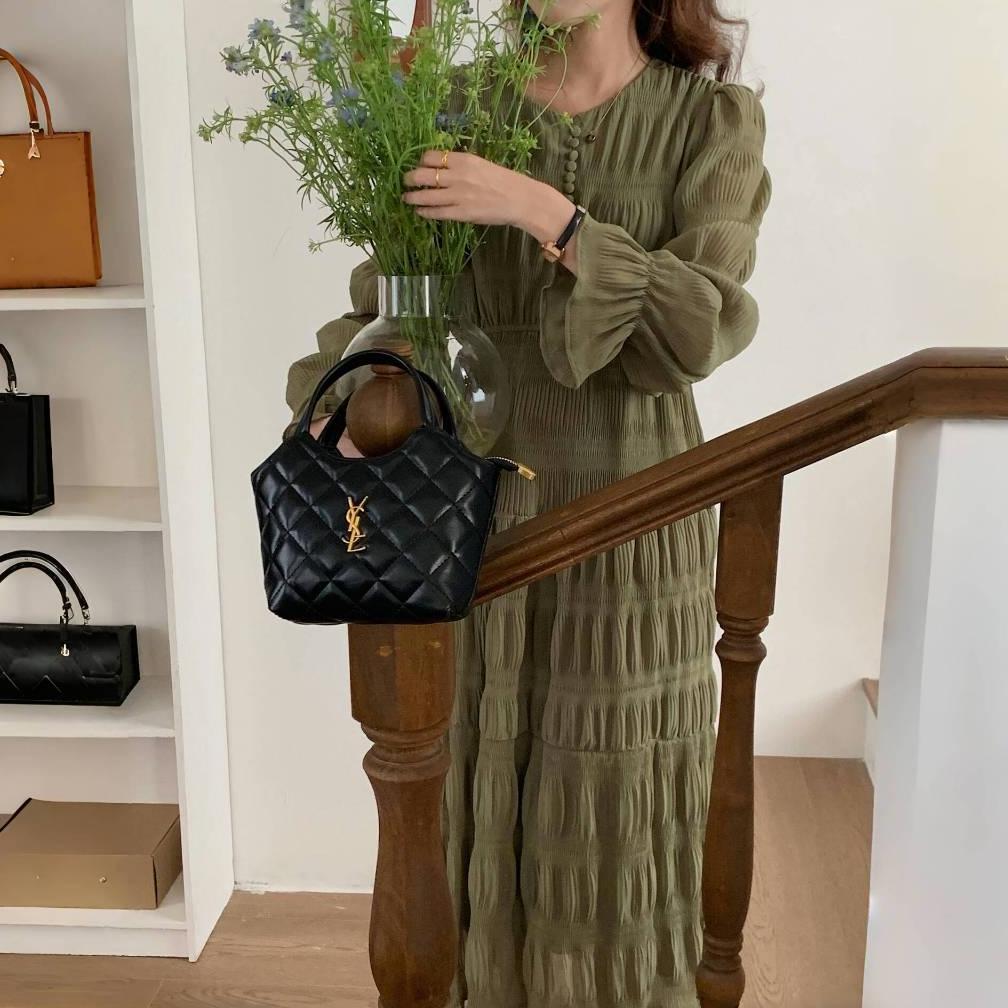 HABISIN STOK Gaun Sifon Lengan Panjang Musim Gugur Gaya Putri Prancis dress putih polos  M505