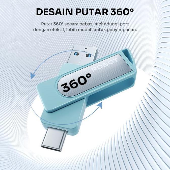 ROBOT Flashdisk  Dual OTG Interface USB and Type C Up to 70MB/s With Storage 8GB/16GB/32GB/64GB - RO