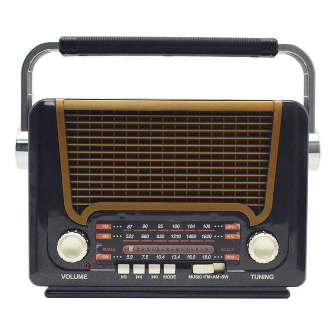 Promo Radio Portabel 527Bts Fm/Am/Sw Radio Jadul Bluetooth Speaker Solar Senter Usb Tf Free Baterai 