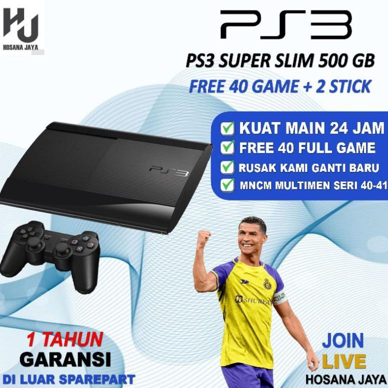 Ps3 Super Slim 1TB + 2 Stik getar Ori + Full game Terbaru Promo spesial