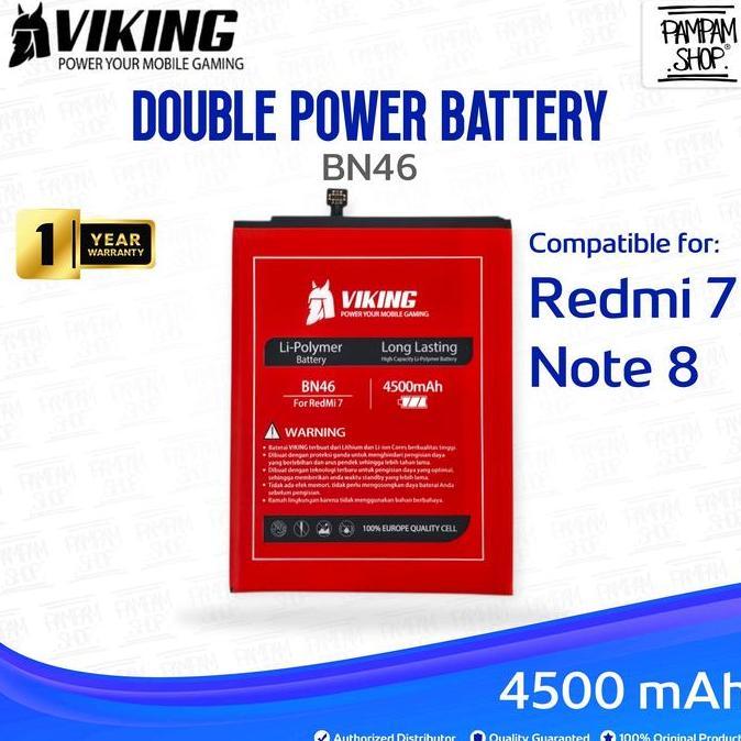 Hradpix- Viking Baterai Double Power Bn46 Compatible For Redmi 7 / Redmi Note 8 Batre Batrai Battery