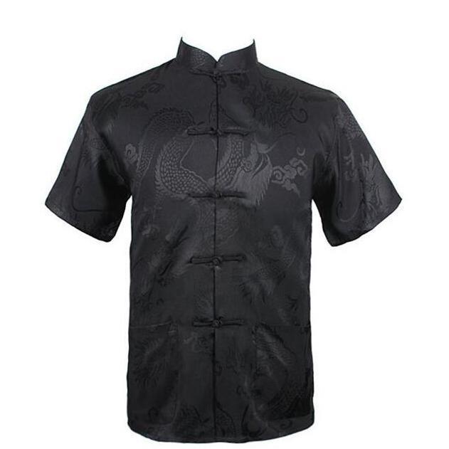 PROMO... Cheongsam Atasan Lengan Pendek Pria Khusus Hitam