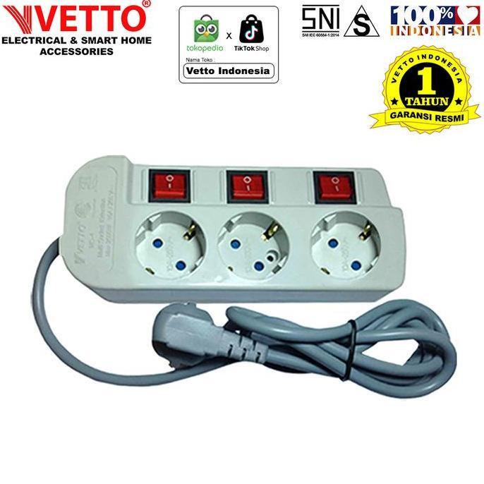 Fastrik- Vetto Stop Kontak Ms3 1.5M Full Bulat 1.5 Meter Sni Dengan Auto Child Shutter Fire Retardan