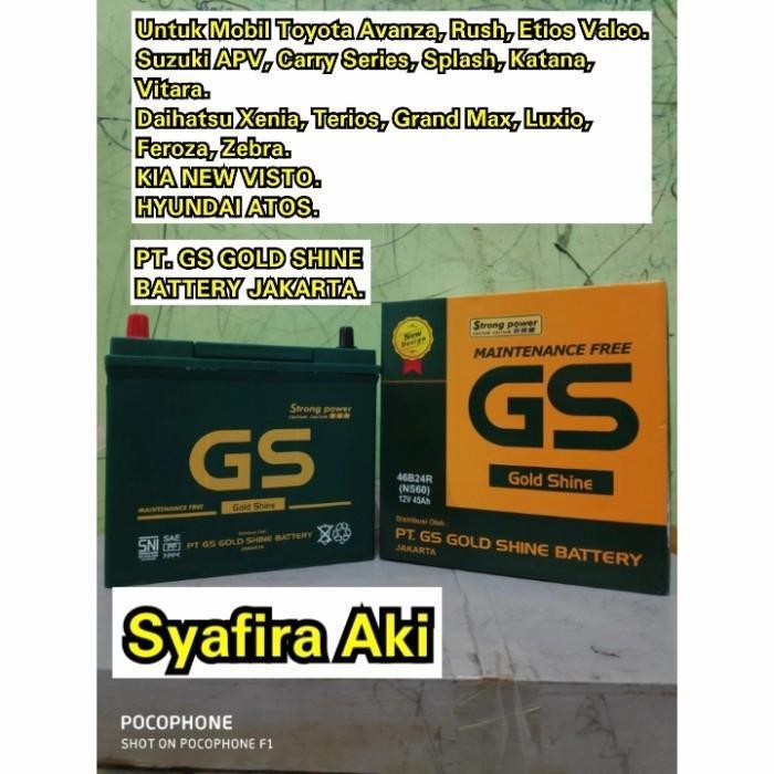 Aki Mobil Toyota Avanza,Rush Gs Gold Shine Mf Ns60 Aki Kering 12V 45Amper Original Dan Terpercaya