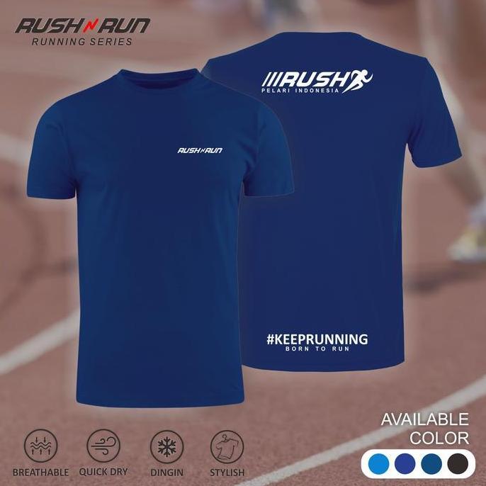 (BEST SELLER) Kaos Olahraga Running Pria Baju Lari Runing Sport Pelari Indonesia by Rush n Run