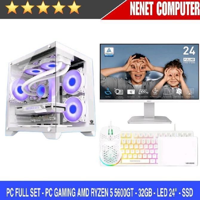 Weszstore - Full Set - Pc Gaming Amd Ryzen 5 5600Gt | 32Gb | Nvme | Led 24" | Keyboard Mouse