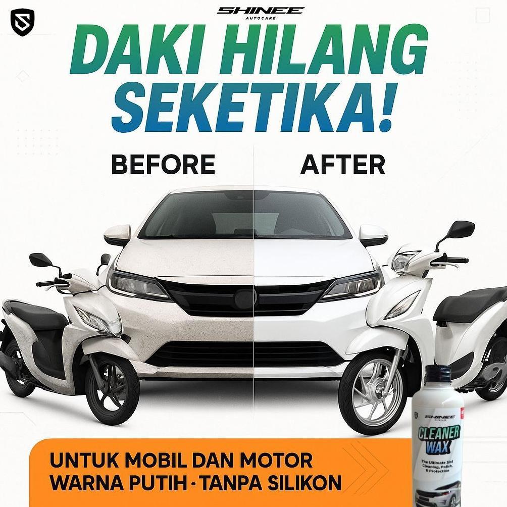 Cleaner Wax Shinee | Poles Body Mobil Penghilang Baret Wax Pengkilap Mobil Putih