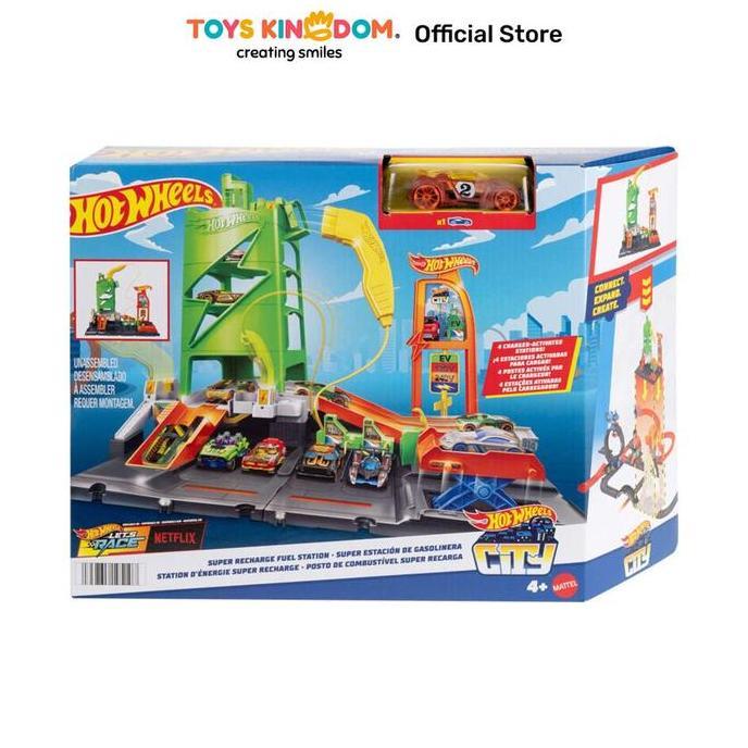 Toys Kingdom Hot Wheels Playset City Super Recharge Fuel Station - Mix Miniatur Mobil Mobil-Mobilan 