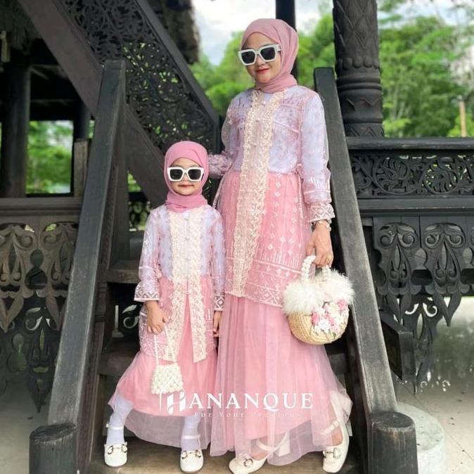 Cantek- Hananque Laura Tunik Outer Brukat Kondangan  Couple Ibu Dan Anak Usia 4-13 Tahun Brokat Leba