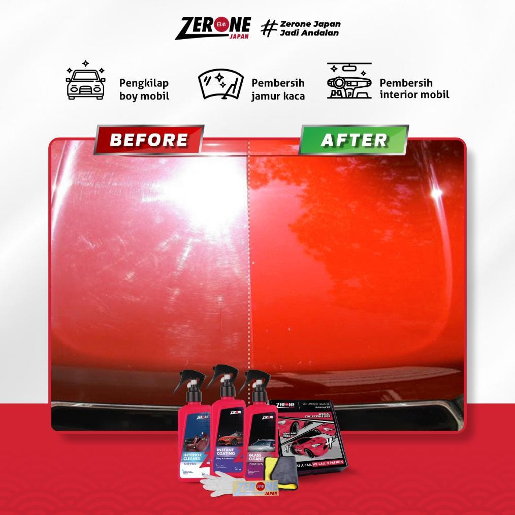 Zerone Japan Paket Coating Kit Pengkilap Body Pembersih Interior Penghilang Jamur Kaca Mobil