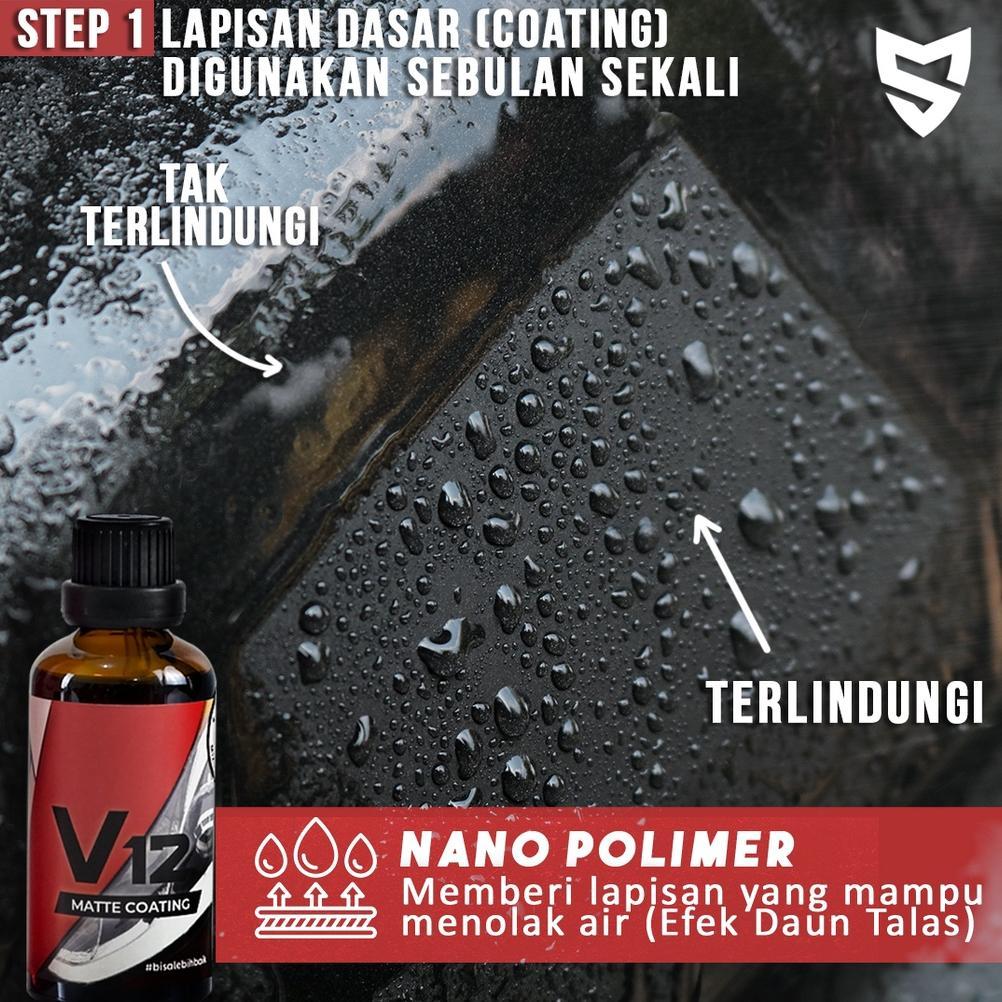 V12 Matte Coating - Pengkilap Perawatan Ceramic Coating Body Motor Mobil Doff