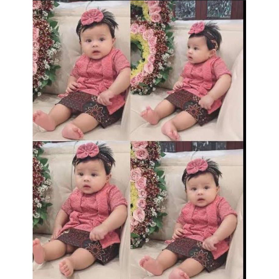 Kebaya Bayi New Born 0 Bulan - 5 Tahun Free Bando Stelan Kebaya Bayi Dan Anak Span Pendek Furing Keb
