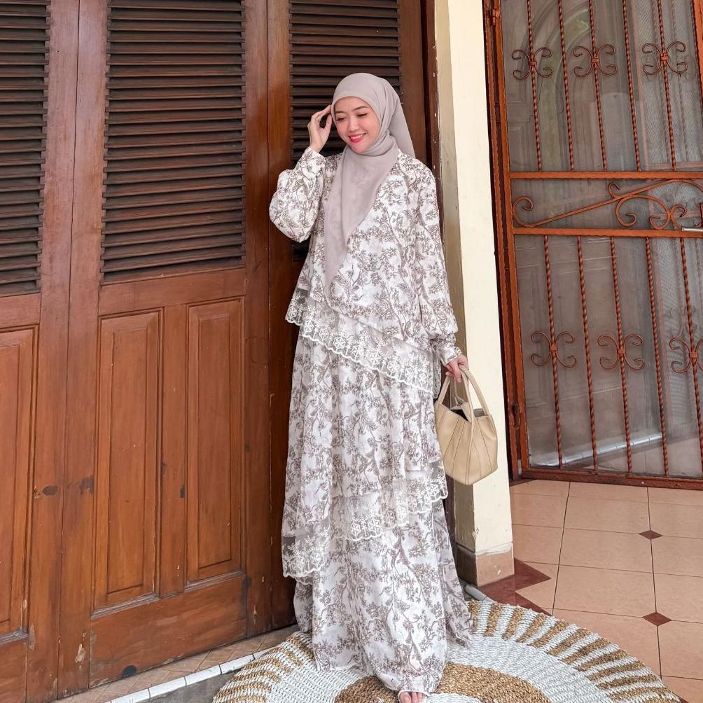 Premium [ New Sale Launching ] - Hafizah Dress Outfit Kondangan Elegant Simple Mewah Kekinian Allsiz
