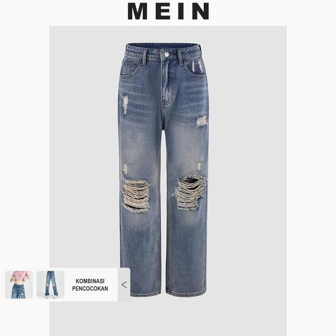 (BEST SELLER) [MEIN Premium][UPGRADE] GIRL POWER Celana Jeans Panjang Wanita Robek High Waist Gaya K