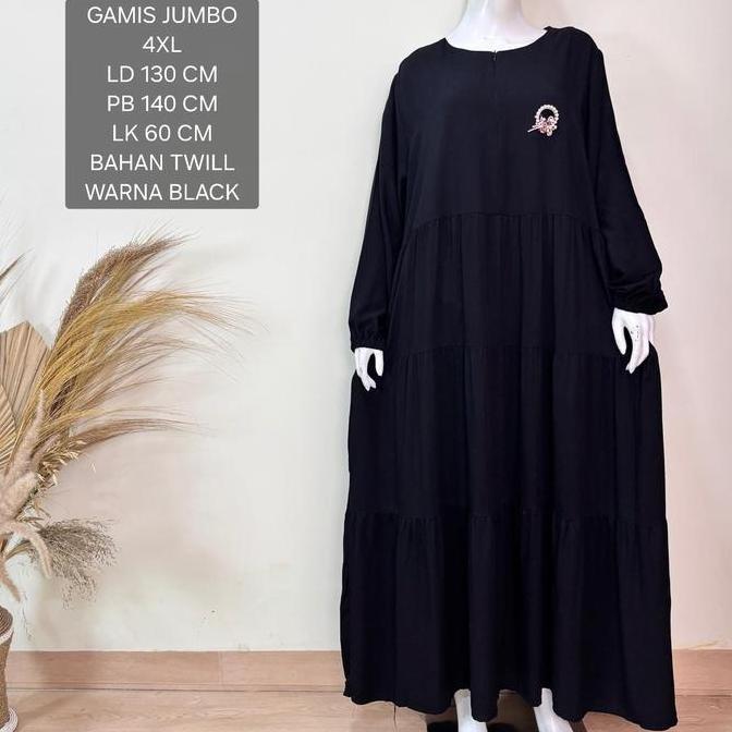 Sale Gamis Hitam Putih Jumbo Ld 130 Cm Model Polos Kekinian - Nafisah Dress