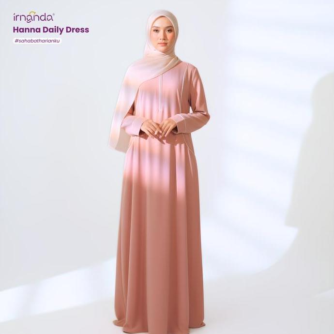 Sale Irnanda Hanna Dress Gamis Polos Wanita Simple Kantong Wudhu Busui Friendly