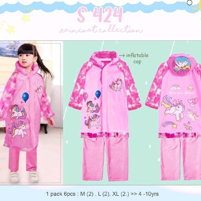(BEST SELLER) Jas hujan anak perempuan import/setelan jas hujan /setelan jas hujan karakter anak per