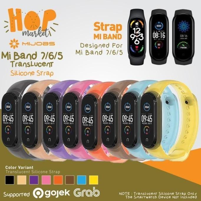 Thebest- MIJOBS Transparan Strap for Mi Band 7 6 5 Silicone Tali Silikon MiBand
