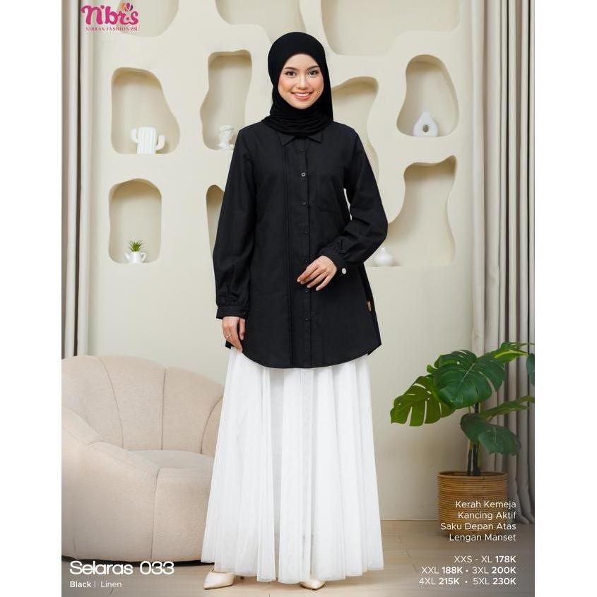 Grosir Nibras Selaras 033 Atasan Muslim Nibras Atasan Bahan Linen Atasan Hitam Atasan Wanita Atasan 