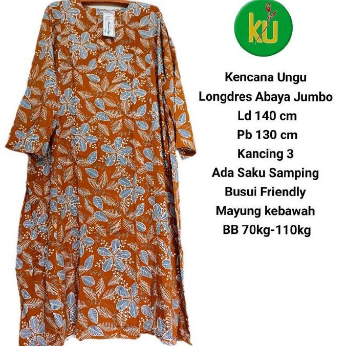 Grosir Longdres Jumbo Ld 140 Cm Abaya Jumbo Gamis Jumbo Batik Kencana Ungu Label Putih