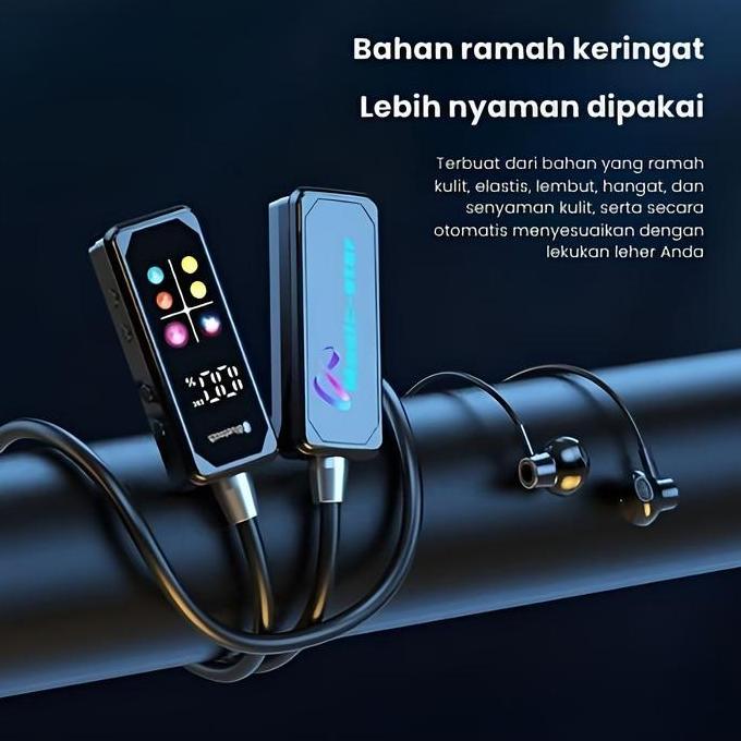 DV215 - HD Screen Bluetooth Neckband Headphones Headphone Leher Bluetooth 5.4 HiFi Stereo Outdoor Sp