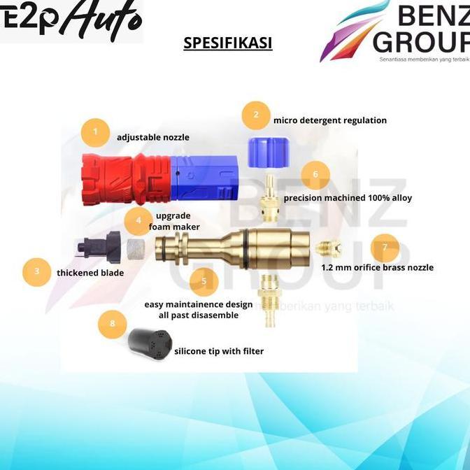 Te2P Auto Snow Foam Lance 4.0 Free Mesh 5Gr Dan Orifice 1.25 - Tabung Salju Tembakan Gun Mesin Jet C