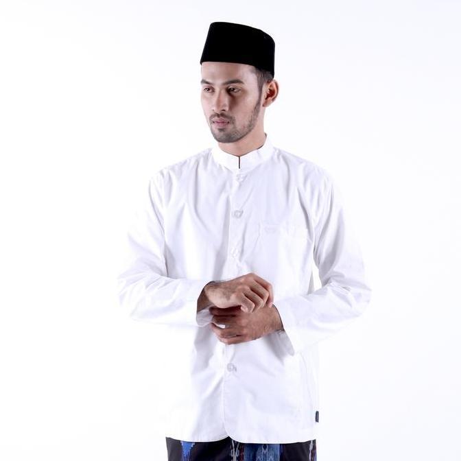 Baju Koko BHS Classic Habaib Motif Ashim Warna Putih