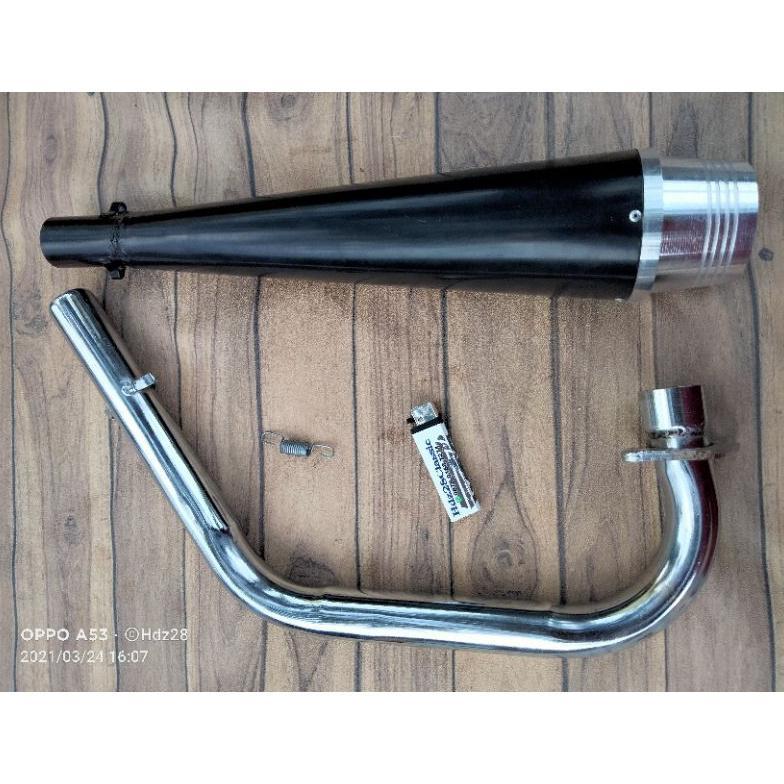 Promo  Knalpot Custom Japstyle Caferacer Mini Bass Knalpot Custom Satu Set Leheran Motor Honda Dan T