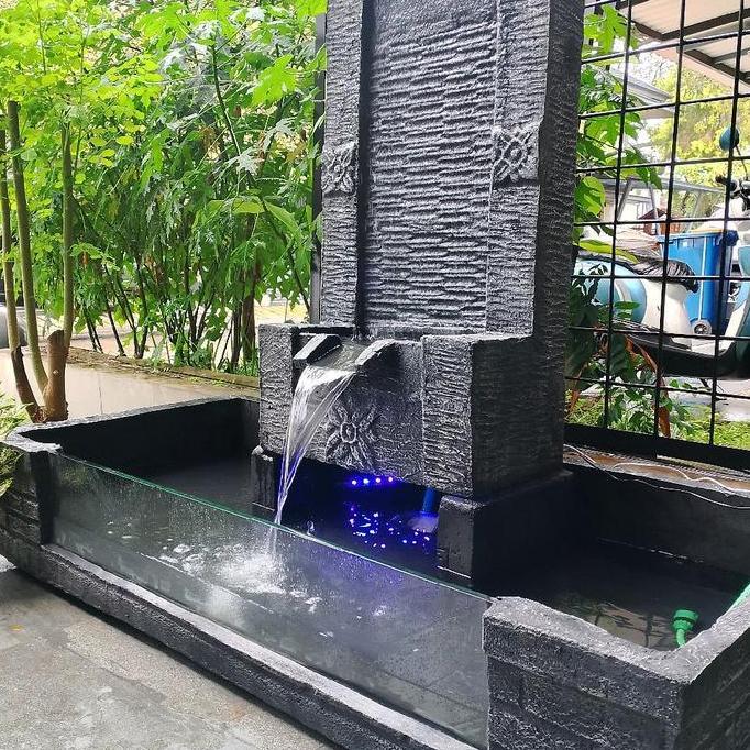 Terlaris Abi Flora Air Mancur Minimalis Kolam Kaca Hiasan Taman Set Lengkap Dengan Pompa Mesin Akuar