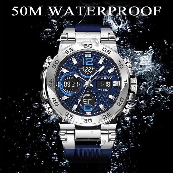 LIGE Jam Tangan Kuarsa Pria Tampilan Ganda Digital Modis Jam Tangan Kuarsa Olahraga Kronograf Otomat