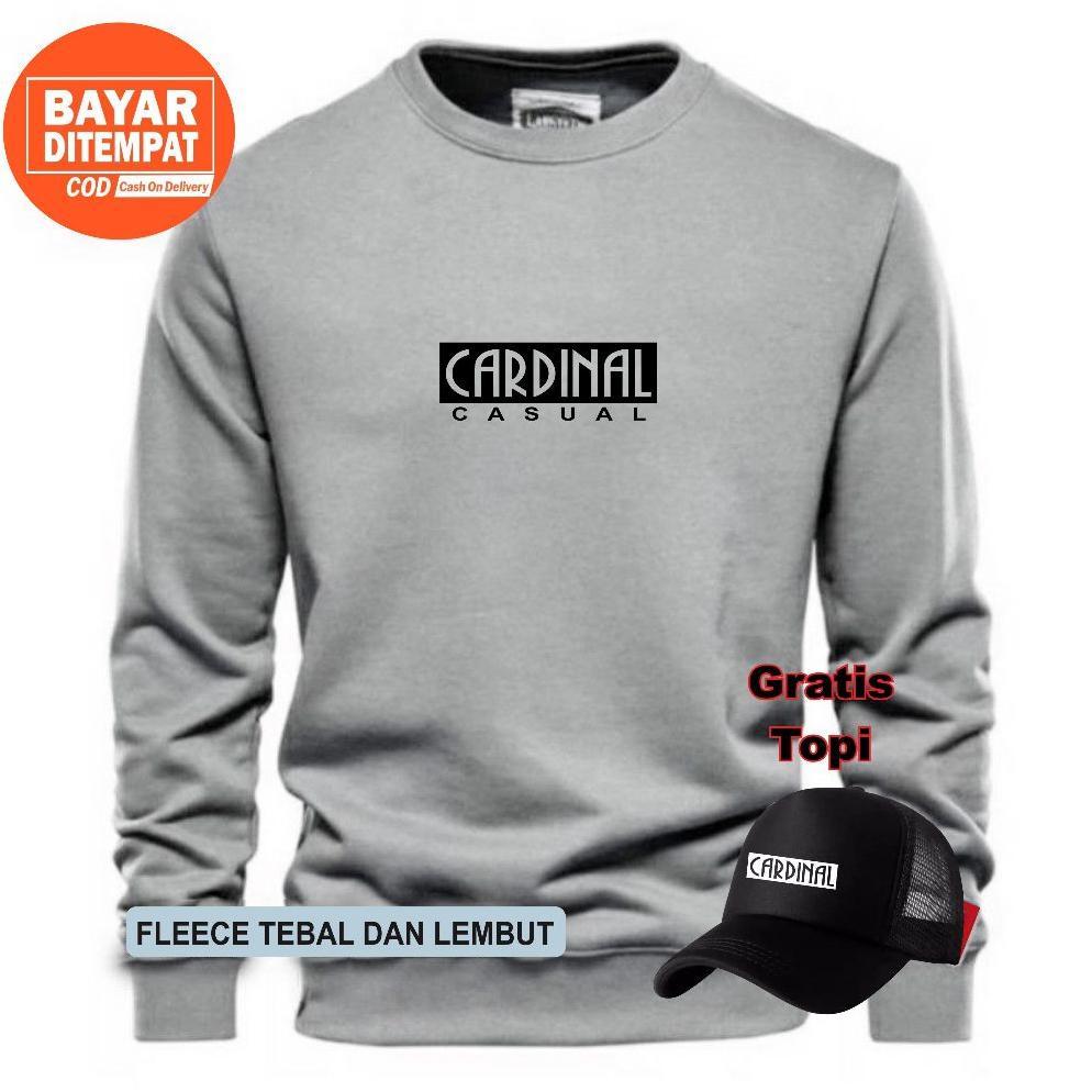 ORIGINAL SWEATER PRIA CARDINAL CASUAL BEST TOP BLACK (GRATIS TOPI) BAHAN COTTON FLEECE TEBAL / SWEAT