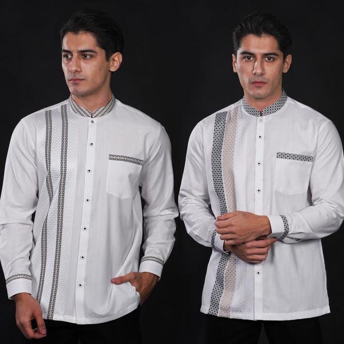 Casella Baju Koko Pria Lengan Panjang | Baju Koko Putih Azhar