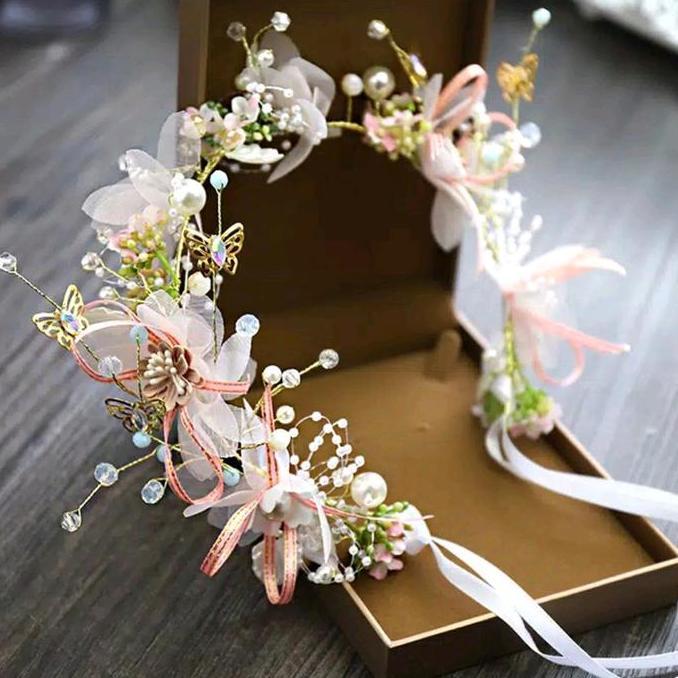 Gogopix- Headpiece Faye -  Mahkota Bunga Mutiara - Headpiece Hiasan Hijab / Kepala Elegan Aksesoris
